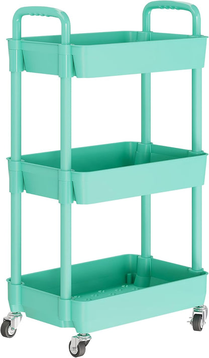 Laiensia 3-Tier Rolling Cart with Wheels,Multifunction Utility Storage carts, Kitchen Storage