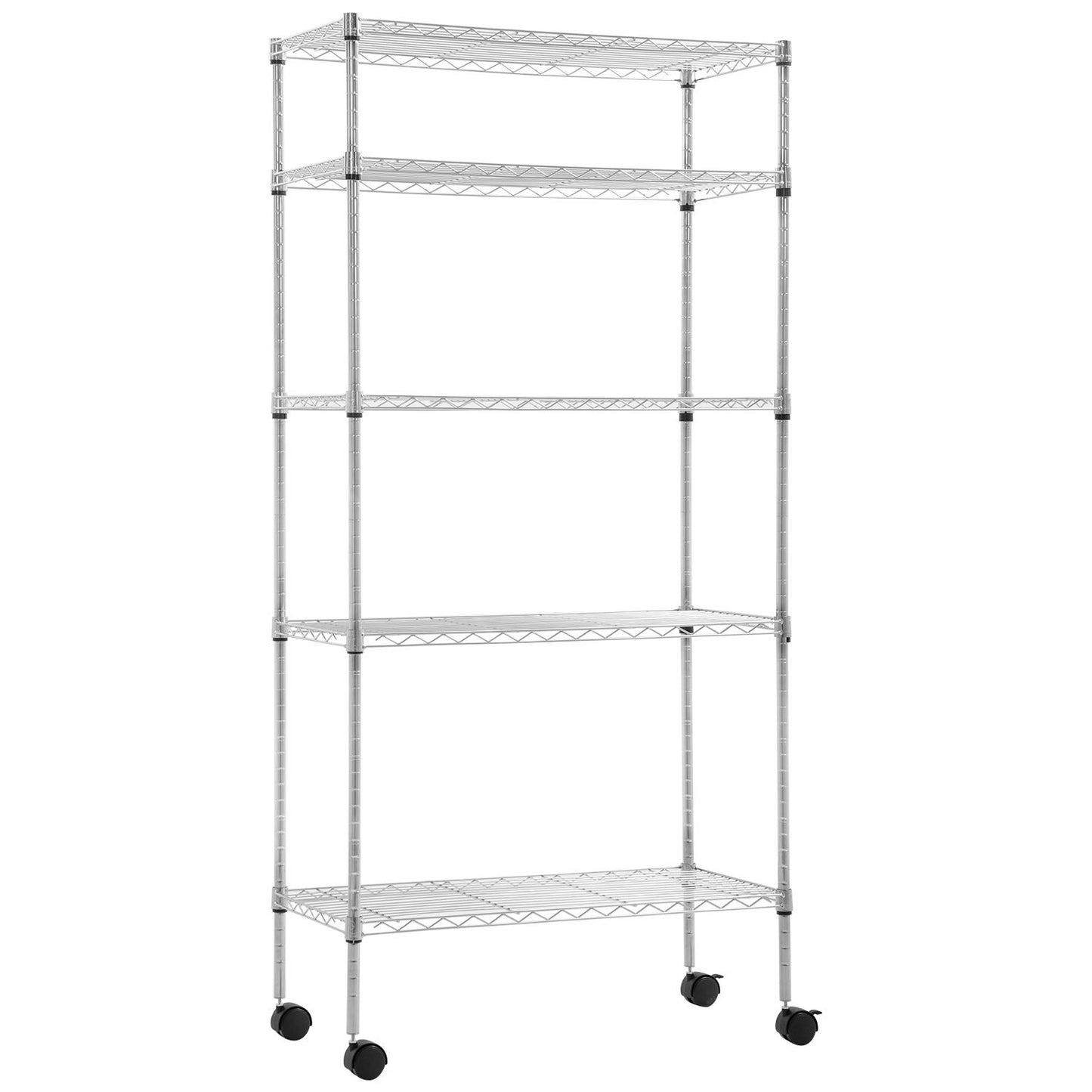 BestOffice | 5-Tier Garage Shelving with Wheels | 14" x 30" x 60" | Chrome