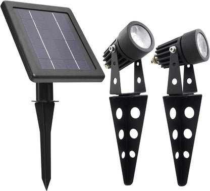 Mini 50X Twin Solar-Powered Flag Pole Light Cast Aluminium Cool White LED Spotlight 60-100 Lumen