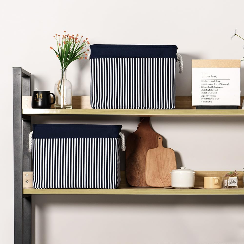 TcaFmac Organization and Storage Basket for Shelves - Large 2 Pack 16x12x12 inch Fabric Storage