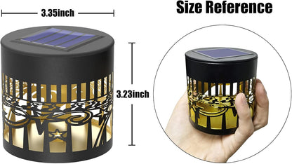 4 Pack Solar Fence Lights Metal Solar Powered Outdoor Wall Deck Lights Sun Moon Theme Waterproof
