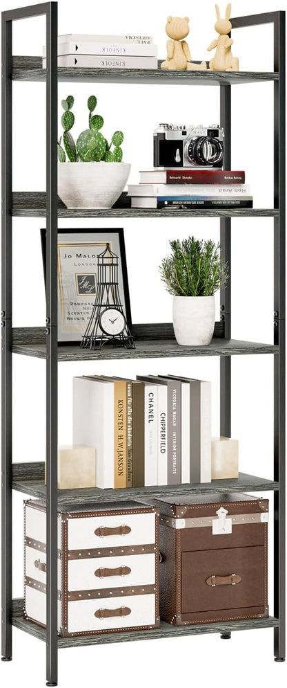 NUMENN Bookshelf, 5 Tier Bookshelves, Home Office Bookcase Shelf Storage Organizer, Free Standing