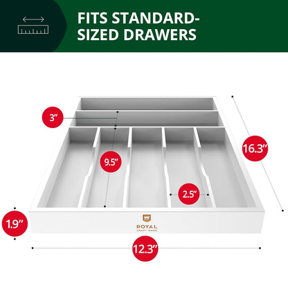 ROYAL CRAFT WOOD Luxury Bamboo Kitchen Drawer Organizer - Silverware Organizer - Utensil Holder and
