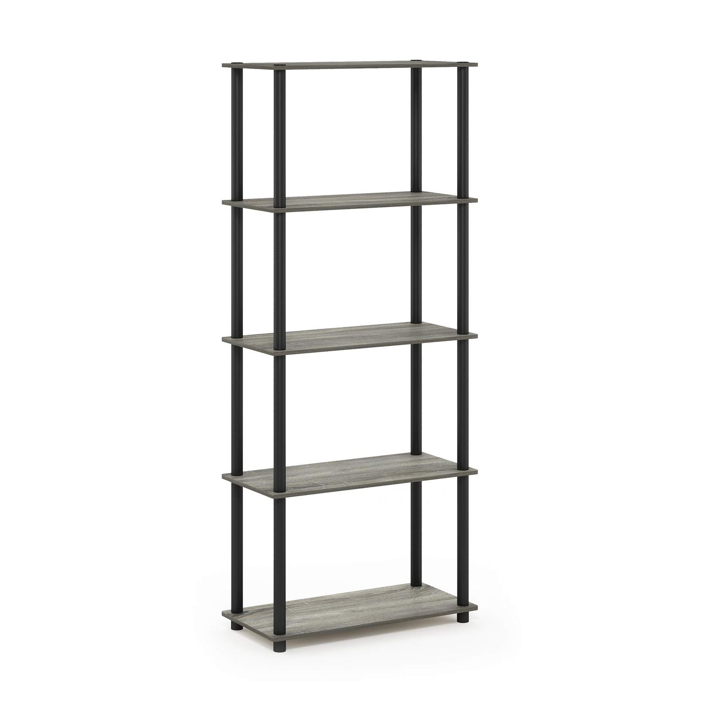 Furinno TURN-N-TUBE Storage Shelves, 5-Tier Book Shelf, Corner Shelf, Toolless Open Shelves, for