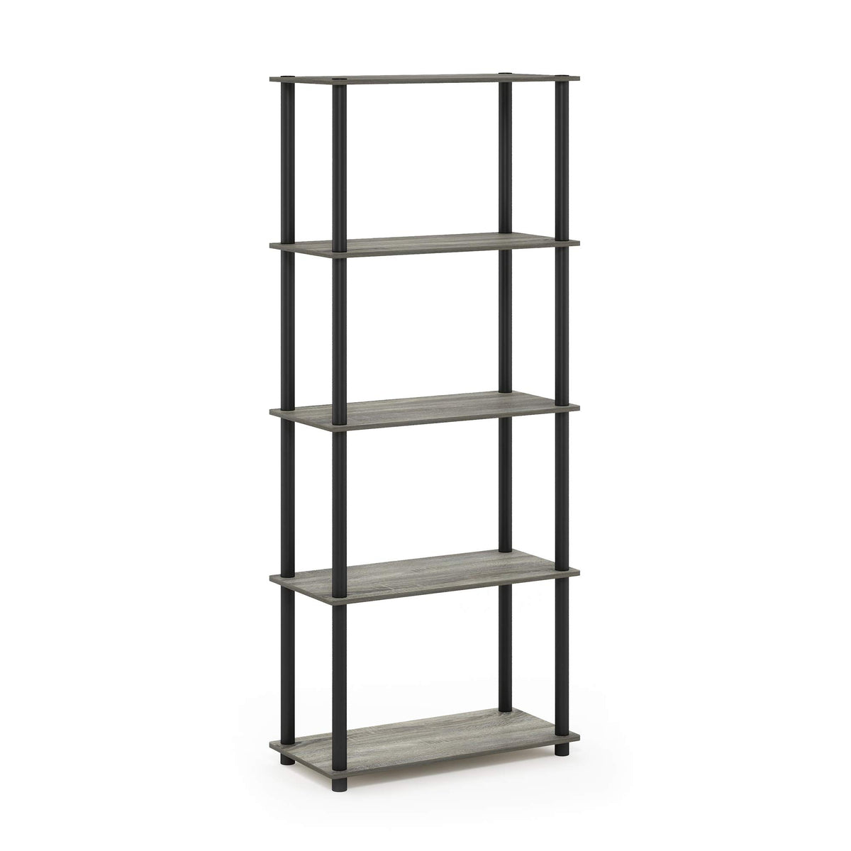Furinno TURN-N-TUBE Storage Shelves, 5-Tier Book Shelf, Corner Shelf, Toolless Open Shelves, for