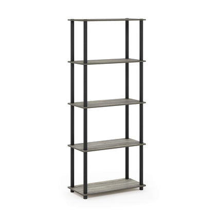 Furinno TURN-N-TUBE Storage Shelves, 5-Tier Book Shelf, Corner Shelf, Toolless Open Shelves, for