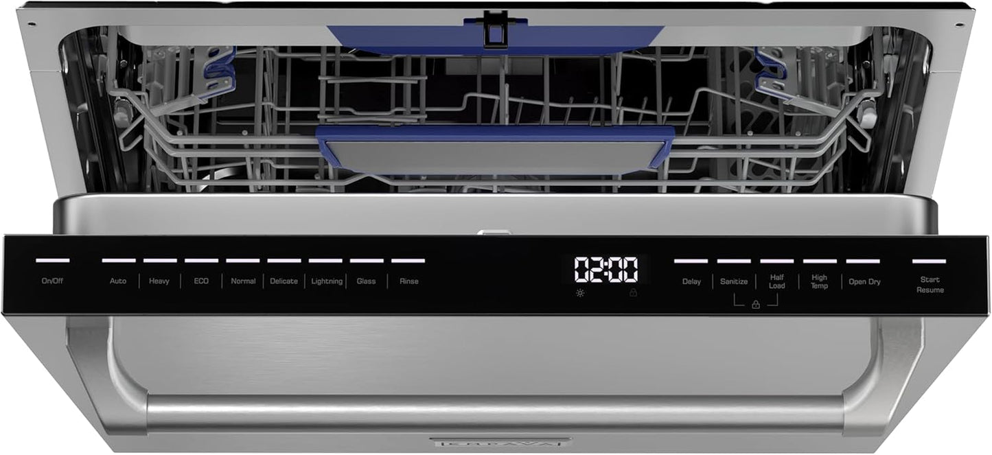 Empava 24 Inch Built-in Dishwasher, Stainless Steel Tub, 15 Place Settings 8 Wash Cycles, 3 Racks