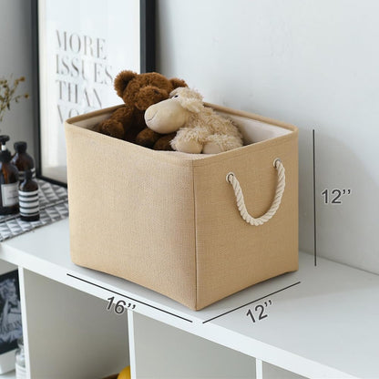 TheWarmHome Organization and Storage Basket for Organizing - 3 Pack 16x12x12 inch Cube Fabric