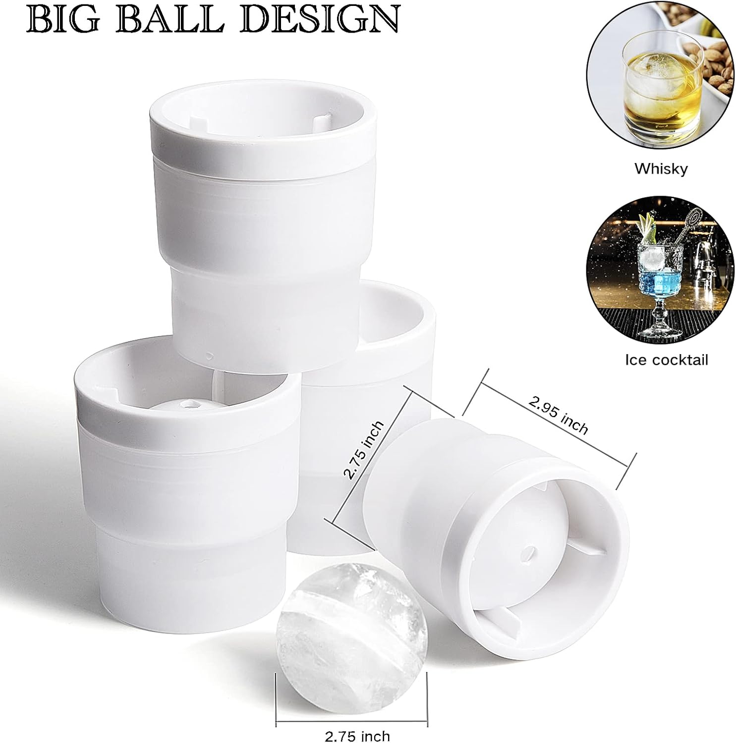Whiskey Glasses with 4 Iceball molds and a Luxury Box, Old Fashioned Whiskey Glasses, Gifts for Dad