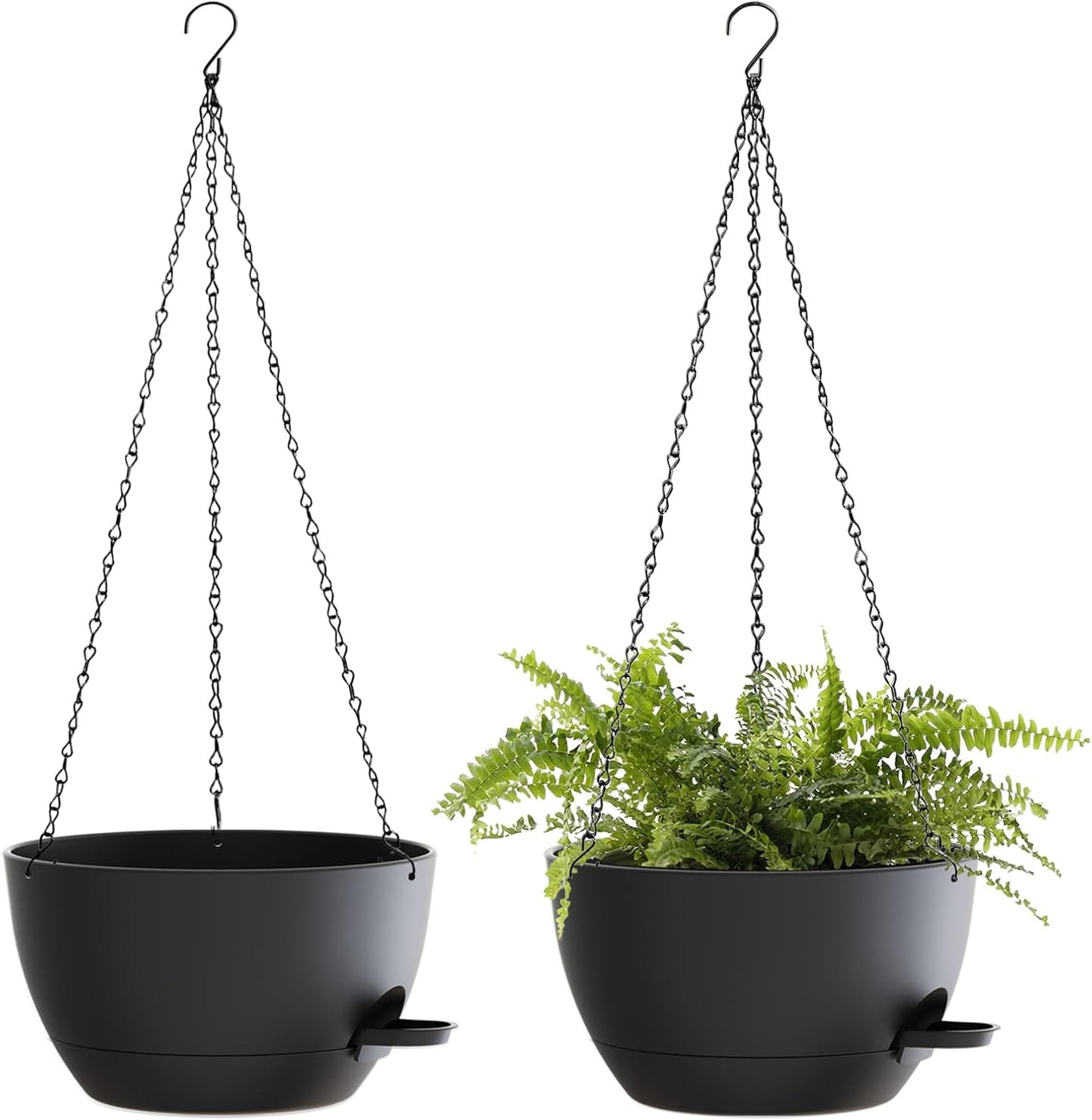 12 Inch Hanging Baskets 2 PC with Chains, Self-Watering Hanging Planters for Indoor Outdoor Plants