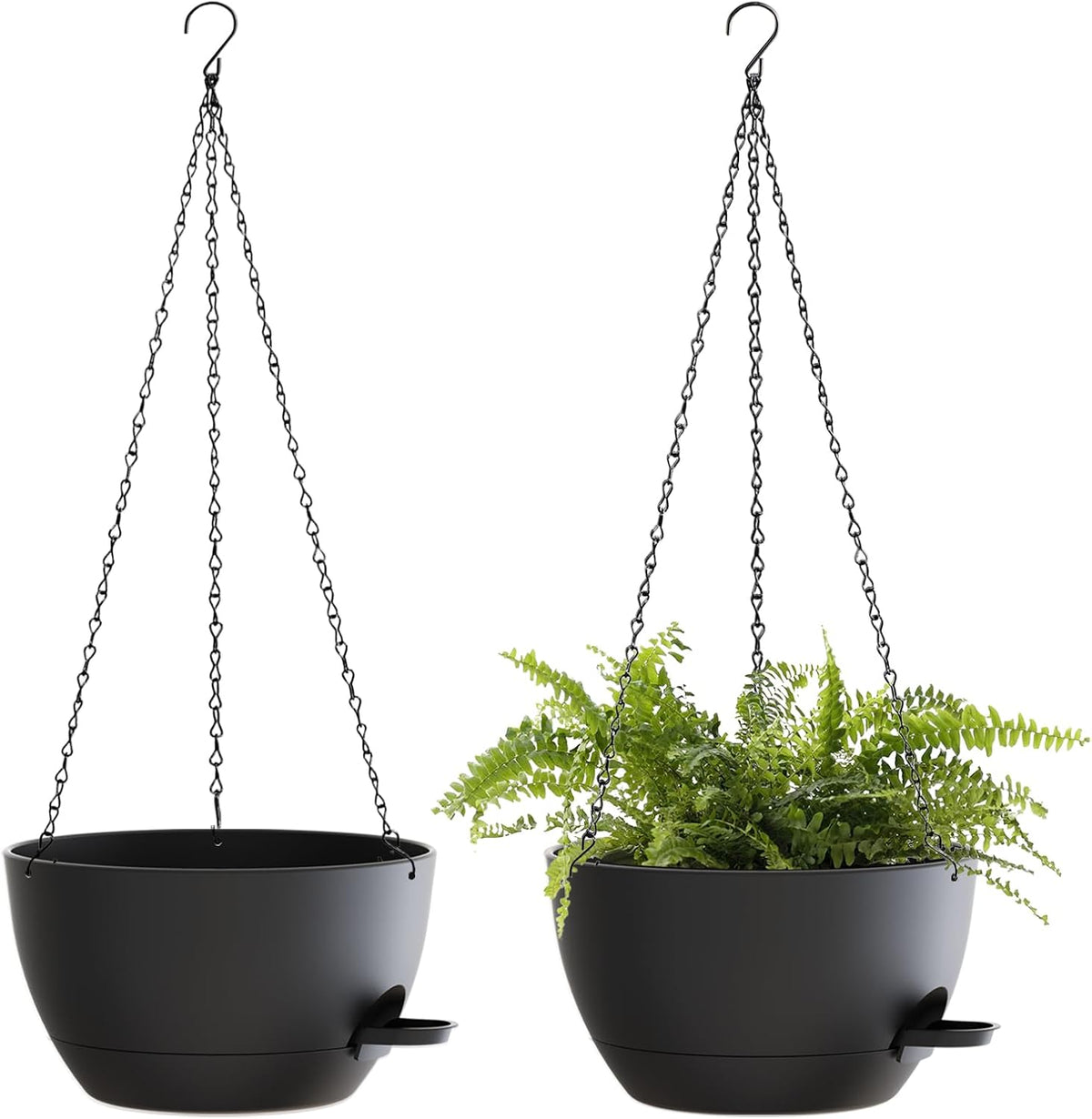 12 Inch Hanging Baskets 2 PC with Chains, Self-Watering Hanging Planters for Indoor Outdoor Plants