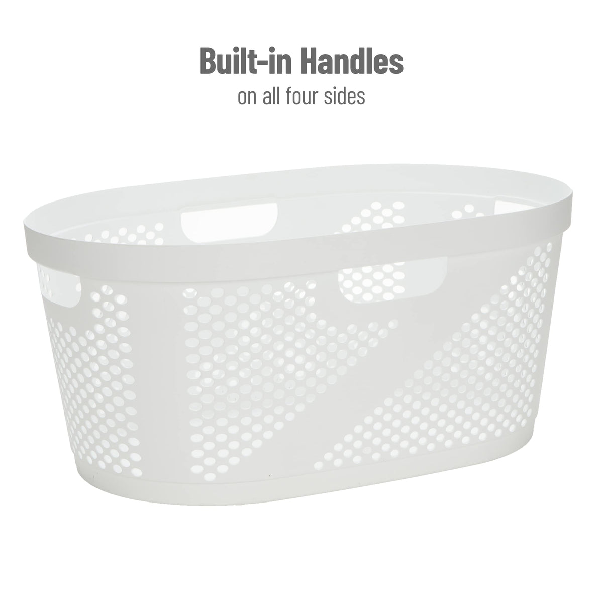 Mind Reader 40L Ventilated Laundry Baskets, Lightweight Clothes Hamper with Cutout Handles for