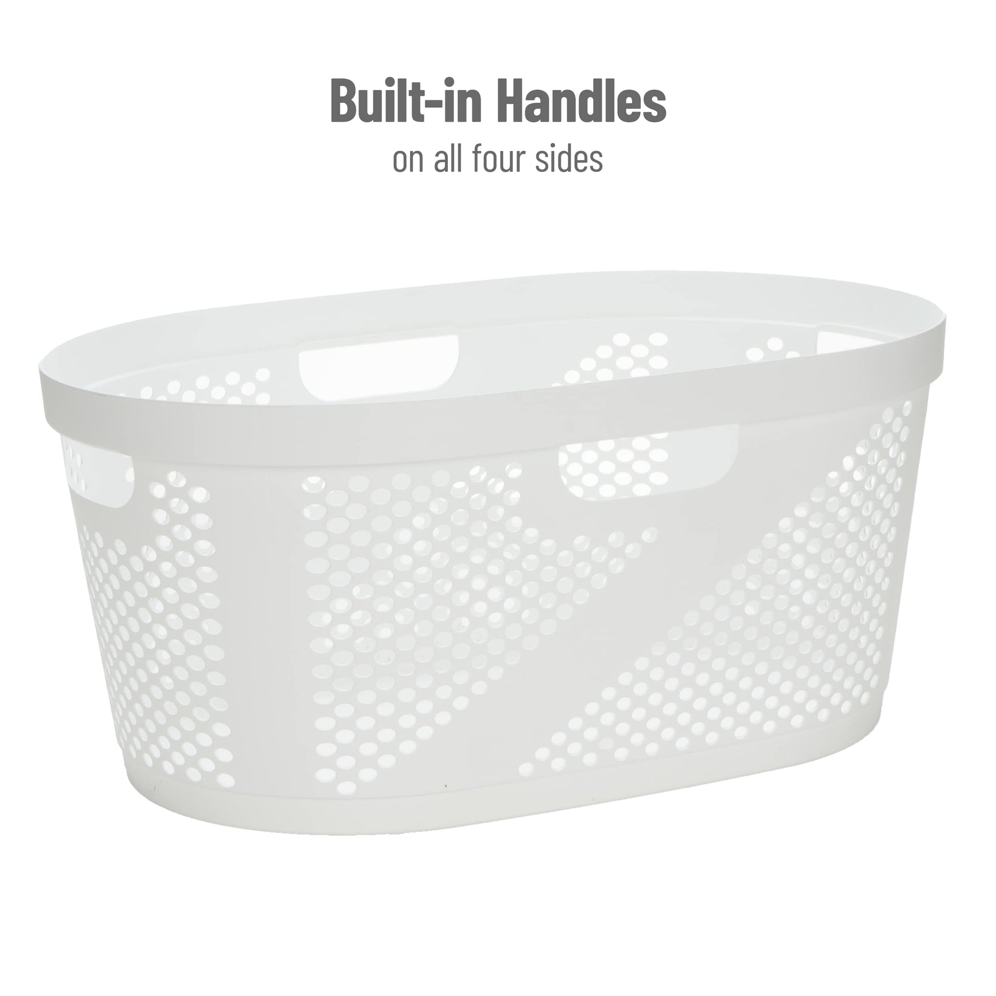 Mind Reader 40L Ventilated Laundry Baskets, Lightweight Clothes Hamper with Cutout Handles for