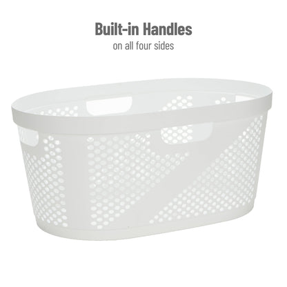 Mind Reader 40L Ventilated Laundry Baskets, Lightweight Clothes Hamper with Cutout Handles for
