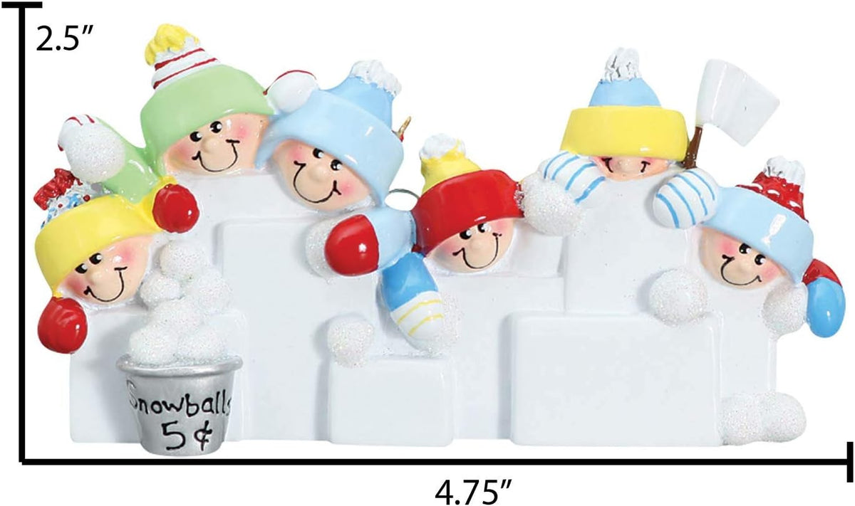 Personalized Family Christmas Ornament - Custom Ornament Family of 6 Xmas Ornaments 2024 Snowball
