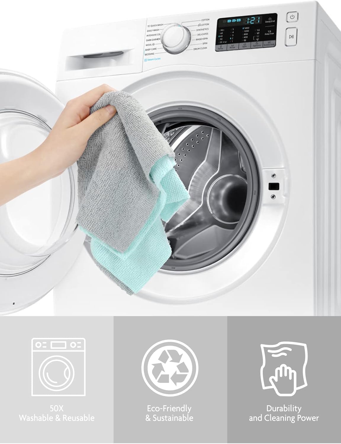 Fantasticlean Microfiber Cleaning Cloth Roll -75 Pack, Tear Away Microfiber Towels, 12" x 12"