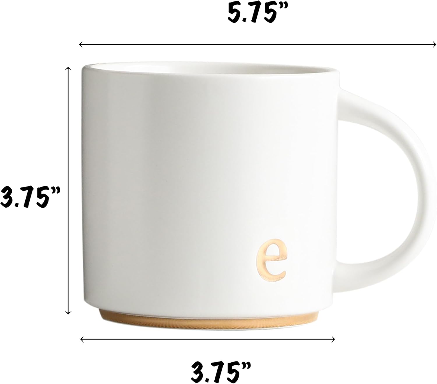 COLLECTIVE HOME - Monogram Ceramic Mugs, 15 oz Golden Initial Coffee Cups, Elegant Alphabet Tea