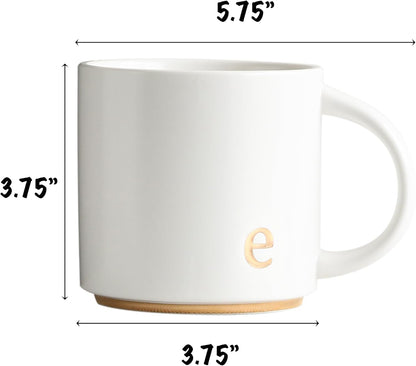 COLLECTIVE HOME - Monogram Ceramic Mugs, 15 oz Golden Initial Coffee Cups, Elegant Alphabet Tea