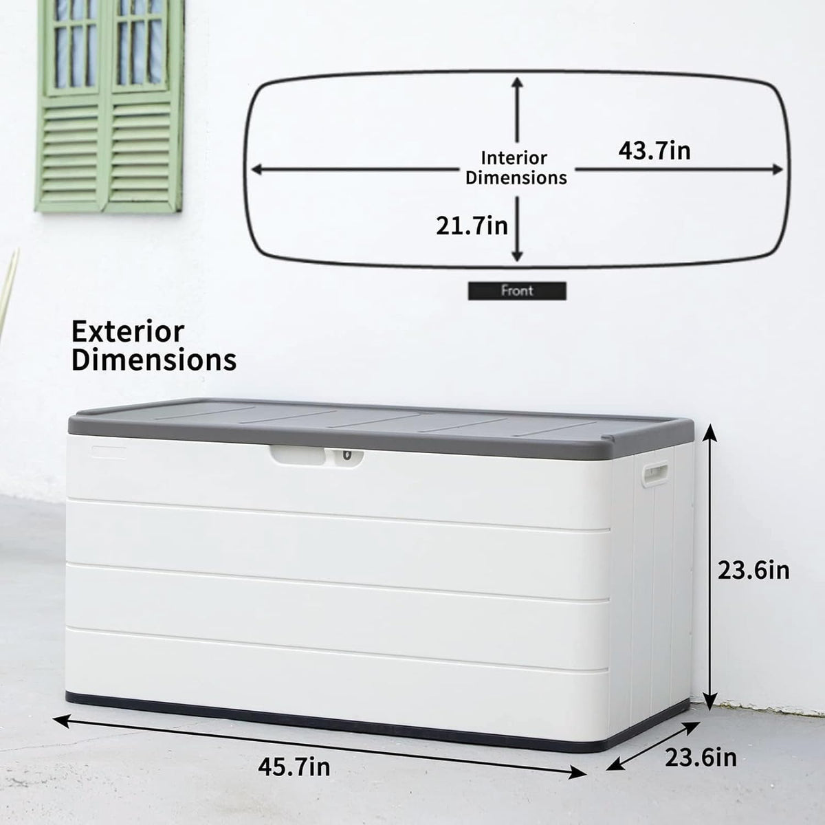 100 Gallon Plus Resin Deck Box, Waterproof Outdoor Storage Bin for Patio Furniture, Pool