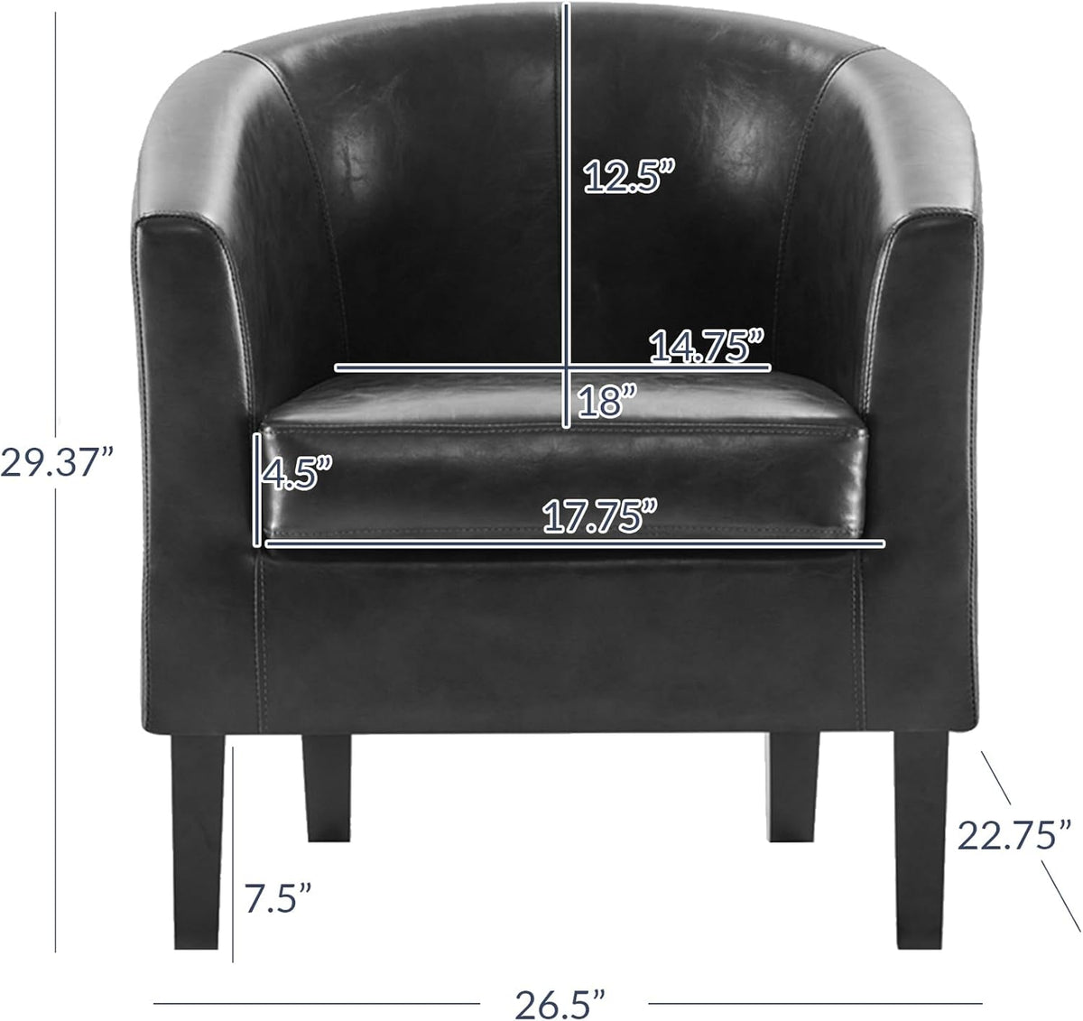 BELLEZE Accent Barrel Chair, Club Tub Sofa Corner Chair with Flared Legs and Cozy Soft Padding for