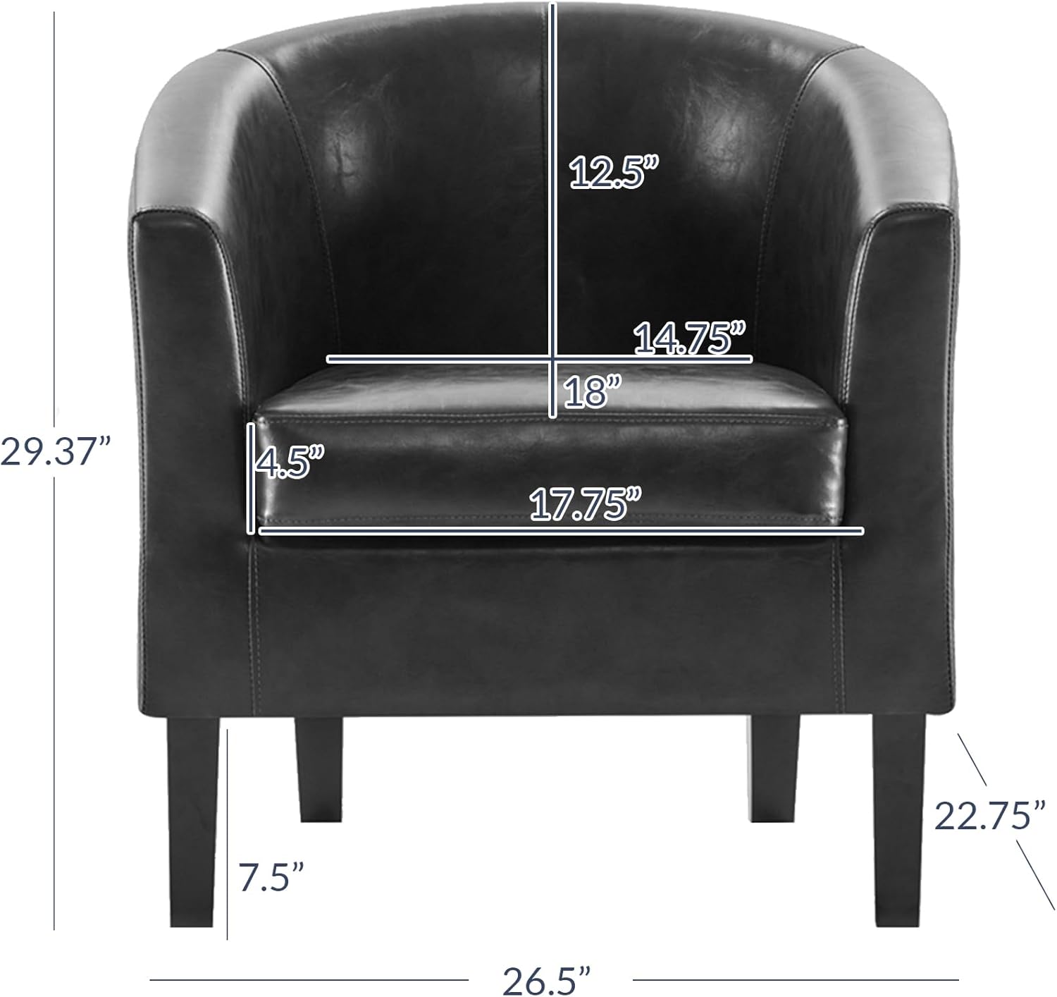 BELLEZE Accent Barrel Chair, Club Tub Sofa Corner Chair with Flared Legs and Cozy Soft Padding for