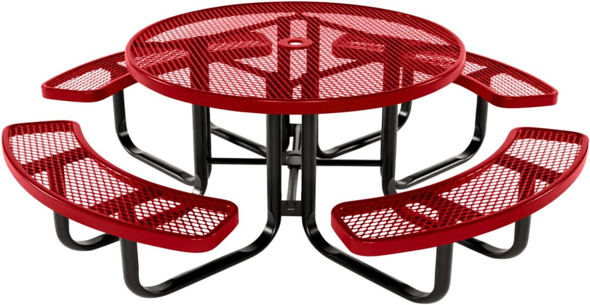 Coated Outdoor Furniture Heavy-Duty Portable Outdoor Kids Table with Umbrella Hole, Expanded Metal