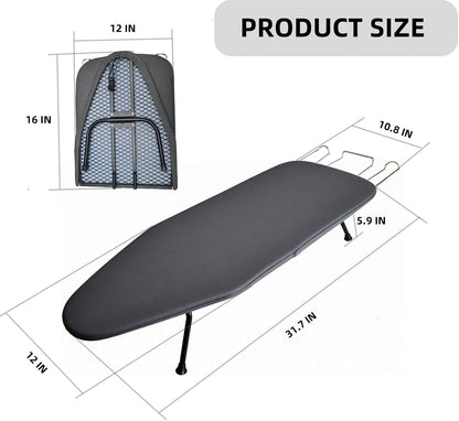 Compact Foldable Tabletop Ironing Board - with Iron Rest and Heat Resistant Cover, Portable
