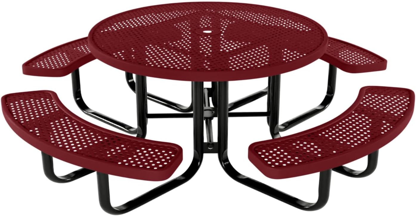 Coated Outdoor Furniture Heavy-Duty Portable Outdoor Kids Table with Umbrella Hole, Punched Steel