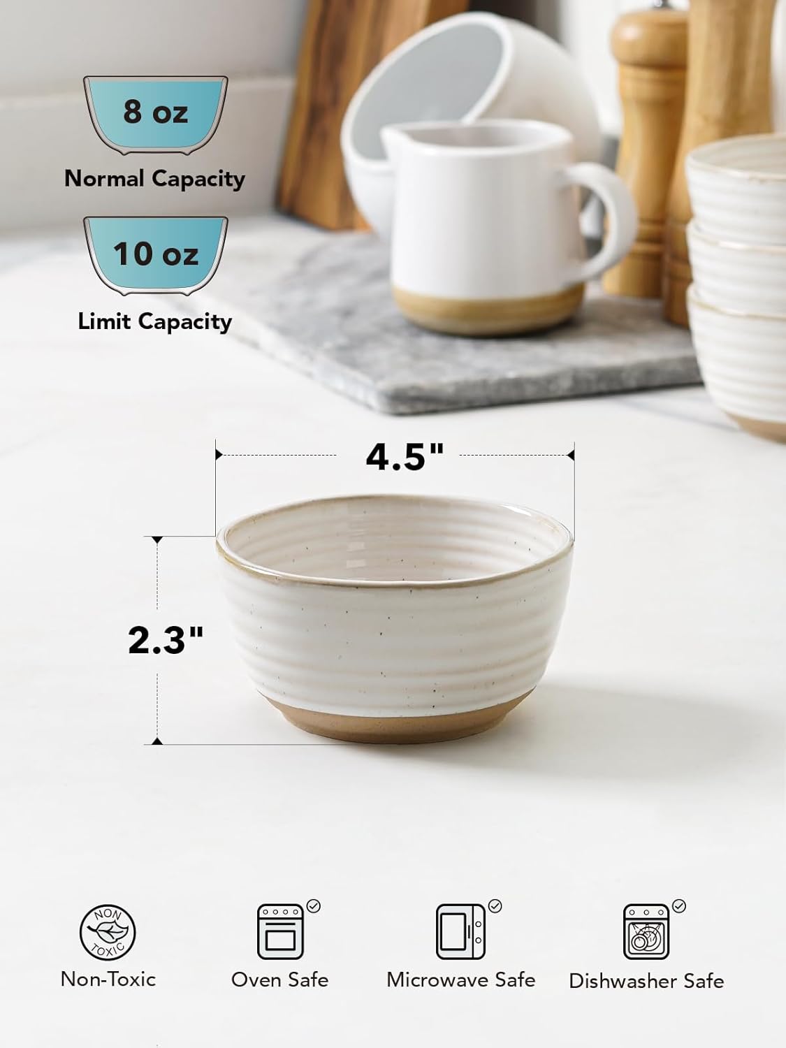 LE TAUCI Small Bowls 10 oz, Ice Cream Bowl, Ceramic Stoneware Bowl, Bowls Set for Dessert, Fruits