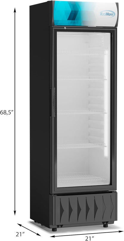 KoolMore DGDR-1D-9C 22 in. 9 Commercial One Glass Door Beverage Display Merchandiser Refrigerator