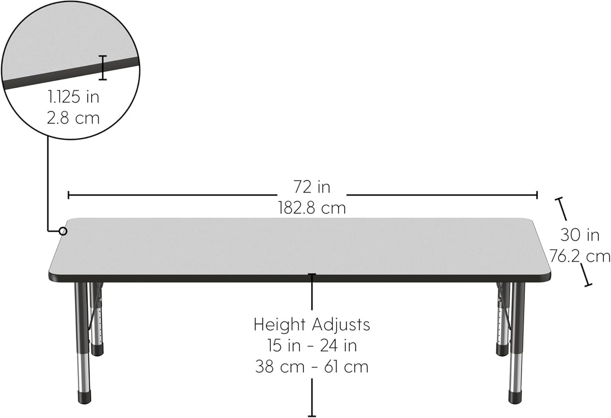 FDP Rectangle Activity School and Classroom Kids Table (30 x 72 inch), Chunky Toddler Leg