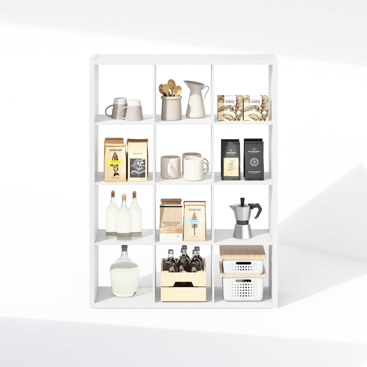 Furinno Cubic Extra Thick 12-Cube Closet Organizers and Storage, White