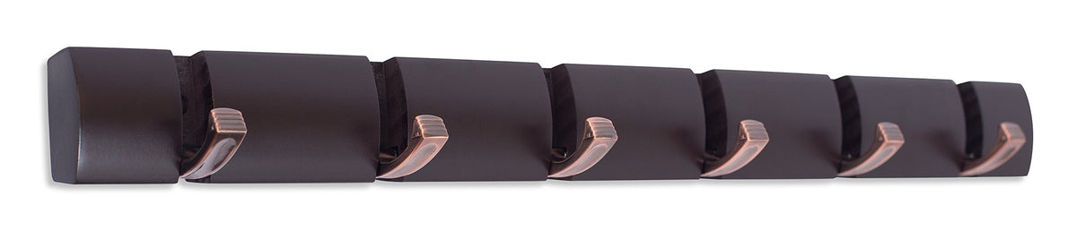 BIRDROCK HOME Wall Mounted Hooks - 6 Folding Coat and Hat Rack Hooks - Oil Rubbed Bronze Hooks