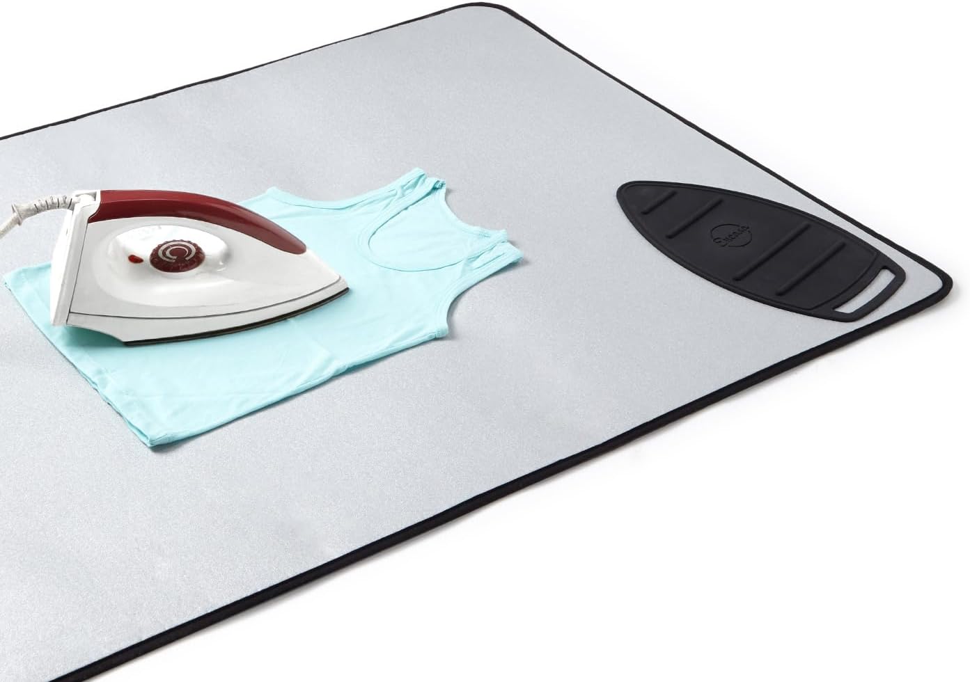 Encasa XO Ironing Mat/Pad - Metallic Silver (Large 48"x28") with 5mm Foam Padding & Silicone Iron