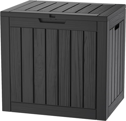 35 Gallon Lockable Resin Deck Box, Waterproof & UV-Resistant Outdoor Storage Box for Outdoor