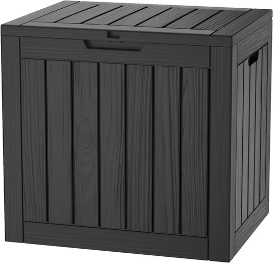 35 Gallon Lockable Resin Deck Box, Waterproof & UV-Resistant Outdoor Storage Box for Outdoor