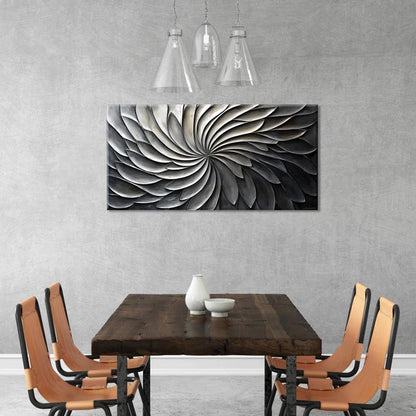 LASMOND Abstract Black and White Wall Art for Living Room Modern Canvas Print Painting Lines Flower