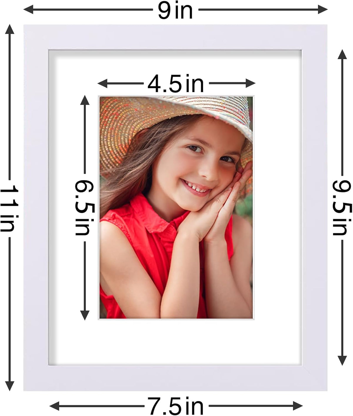 Vittanly 8x10 Picture Frames Set of 9, Shatter Resistant Plexiglass, Display 5x7 Pictures with Mat