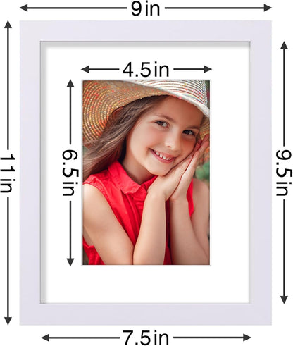 Vittanly 8x10 Picture Frames Set of 9, Shatter Resistant Plexiglass, Display 5x7 Pictures with Mat
