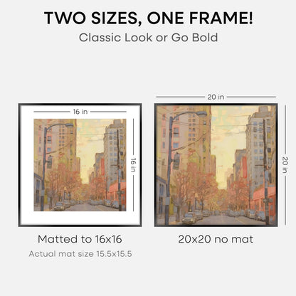 Homeforia 20x20 Picture Frame Black, High End Metal 20x20 Square Poster Frame Matted to 16x16