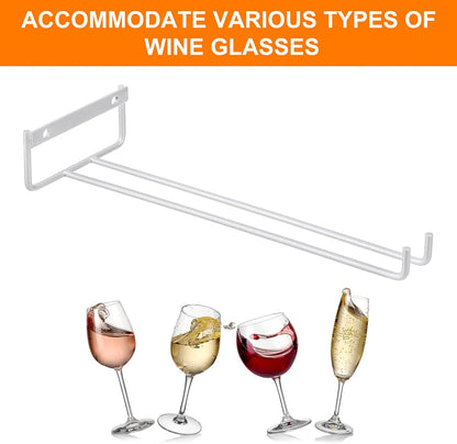 uxcell 5Pcs Wine Glass Rack, 11.22 Inch Iron Wine Glasses Rack Under Cabinet Stemware Rack - Wall