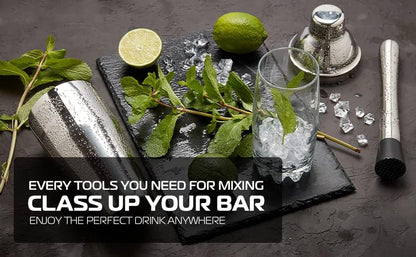 Highball & Chaser 13-Piece Cobbler Cocktail Shaker Set Stainless Steel Mixology Bartender Kit With