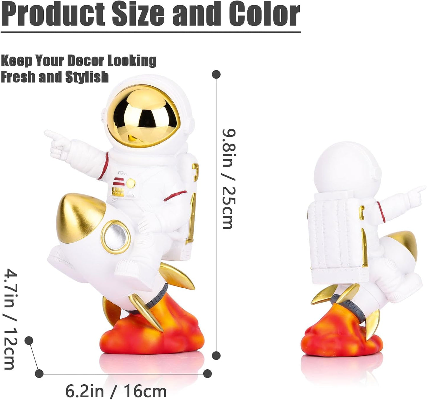 Astronaut Decor,Astronaut Rocket Figurines and Sculptures,Astronaut Figurine Space Themed Bedroom