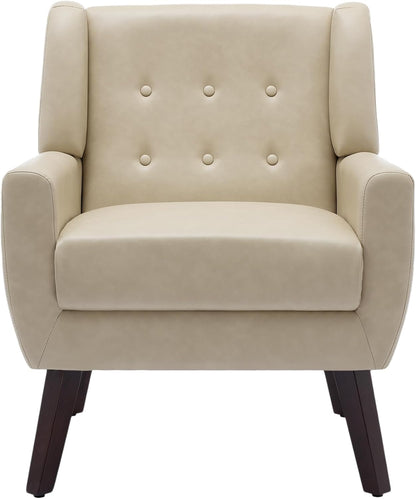 UIXE Faux Leather Accent Chair, Modern Arm Club Chair Upholstered Armchair for Living Room, Comfy