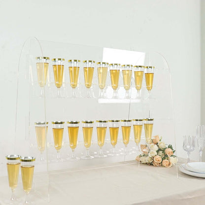 Tableclothsfactory 25" Clear Acrylic 2-Tier Wine Glass Stemware Rack, Champagne Flute Holder with