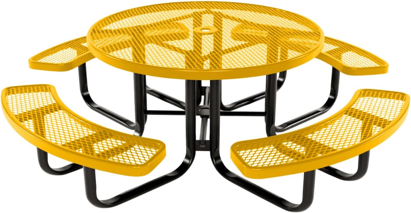 Coated Outdoor Furniture Heavy-Duty Portable Outdoor Kids Table with Umbrella Hole, Expanded Metal