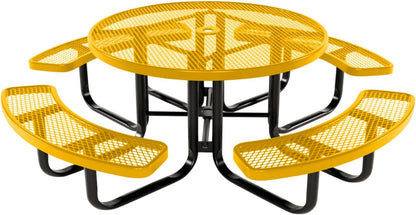 Coated Outdoor Furniture Heavy-Duty Portable Outdoor Kids Table with Umbrella Hole, Expanded Metal
