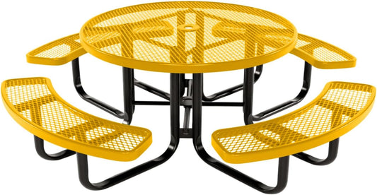 Heavy-Duty Portable Outdoor Kids Table with Umbrella Hole, Expanded Metal Kids Picnic Table