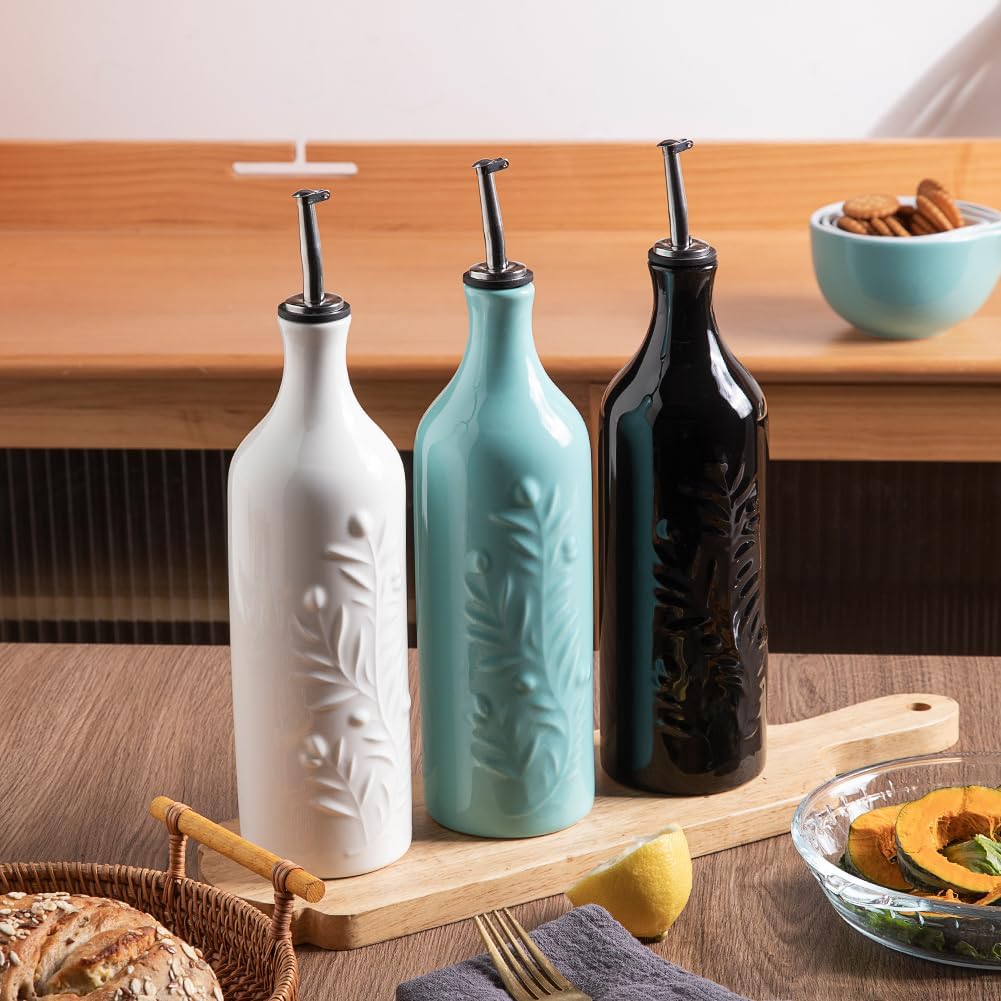 Sweejar Large Olive Oil Dispenser Bottle with Spout, 24 Oz Ceramic Oil Dispenser for Kitchen