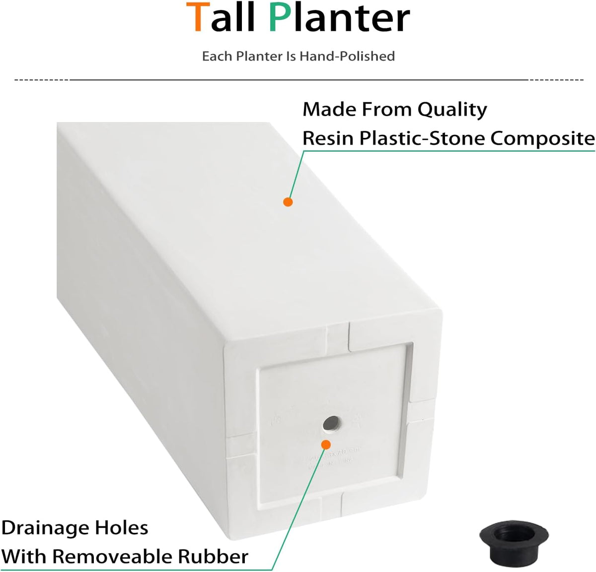 Tall Planters for Outdoor Plants, Large Resin Flower Pots for Garden, Front Porch, Patio, Indoor